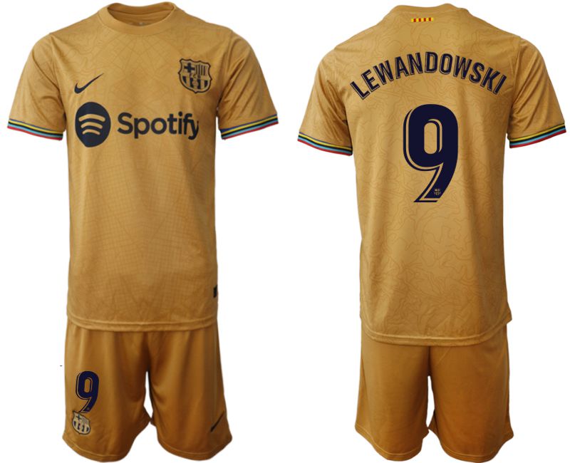 Men 2022-2023 Club Barcelona away yellow #9 Soccer Jersey1->barcelona jersey->Soccer Club Jersey